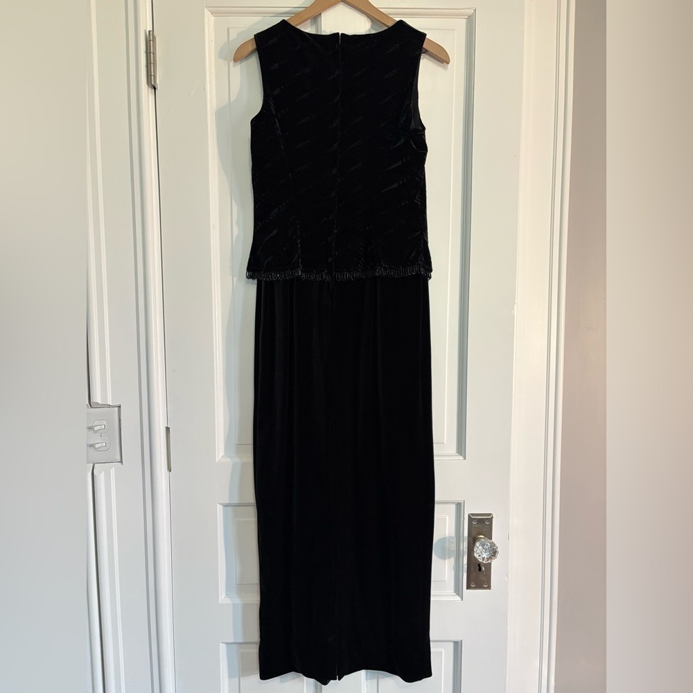 VTG Scott McClintock Dress Womens Black Velvet Gown Beading Goth Hoco  Size 8